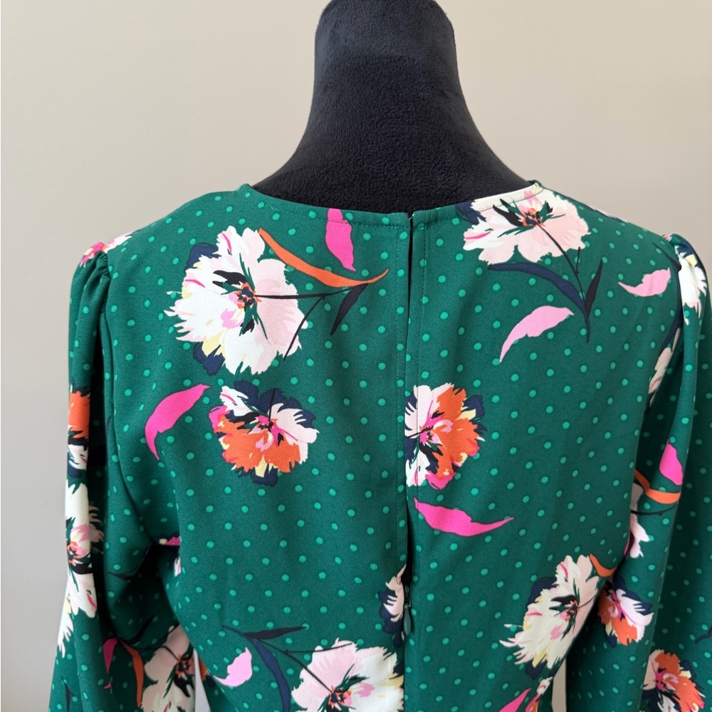 Green Floral Wrap Midi Dress - Picture 6 of 14